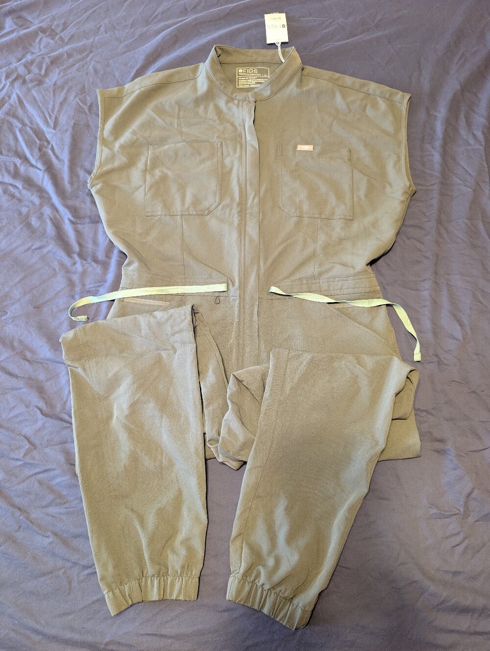 Figs Rafaela Cargo Jumpsuit Size XL Bonsai
